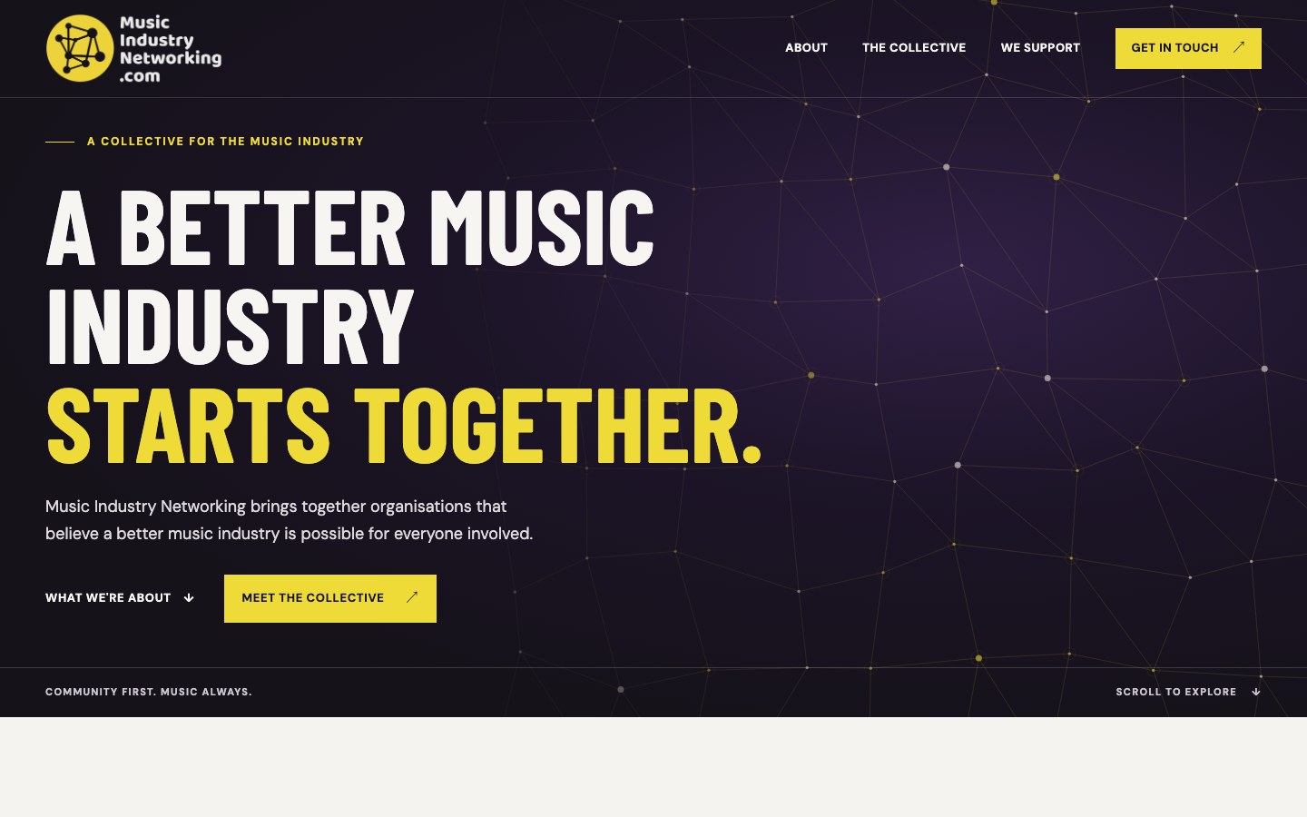 Music Industry Networking homepage