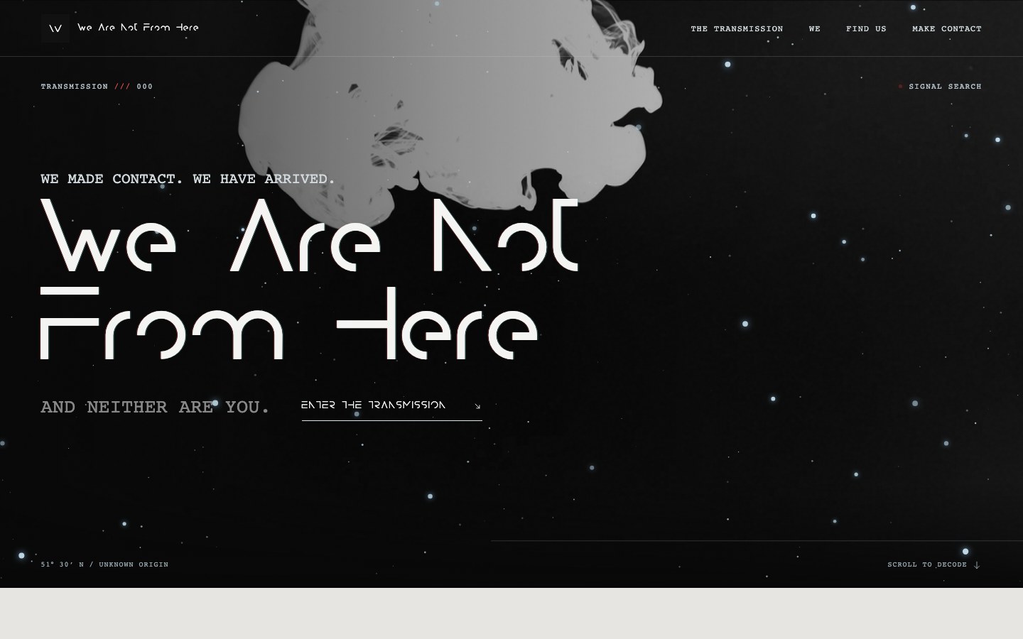 We Are Not From Here homepage